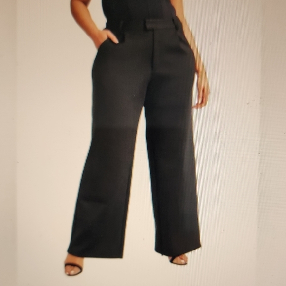 NWT Good American Black "Scuba Knit" Wide Leg Trousers Size 10/30 Style# GKB0006 - Picture 11 of 12